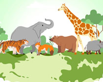 環保森林動物繪畫PSD素材
