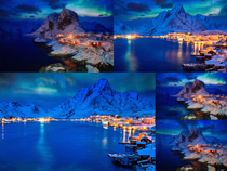 北欧雪山下的风景拍摄高清图片