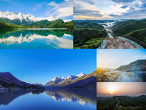 高山湖泊風景拍攝高清圖片