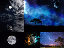 夜晚星空月亮拍摄高清图片