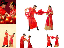 中式古典婚禮夫妻攝影高清圖片