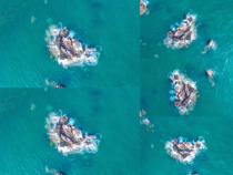 海邊礁石海水風景拍攝高清圖片