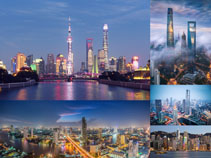 上海夜景繁华城市拍摄高清图片
