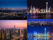 繁華夜幕都市拍攝高清圖片