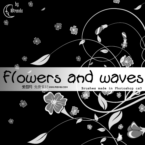 ˢ-Flowers and waves Brushes