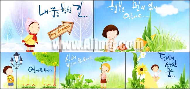 韩国彩绘卡通儿童PSD图片素材5