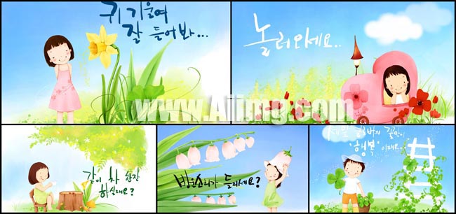 韩国彩绘卡通儿童PSD图片素材8