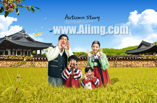 韩国家庭幸福图片PSD素材