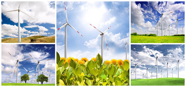 绿色生态与风力发电图片素材