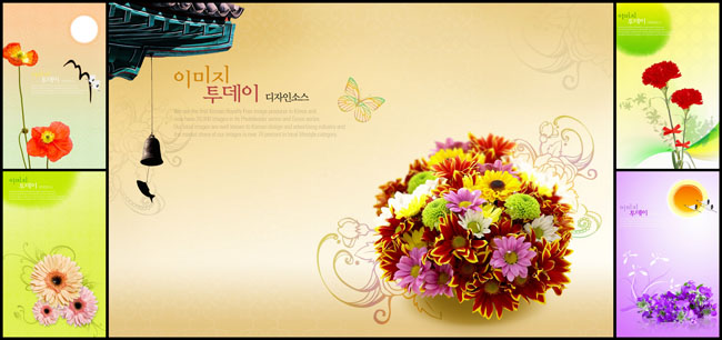韩国漂亮花朵背景psd分层素材之二