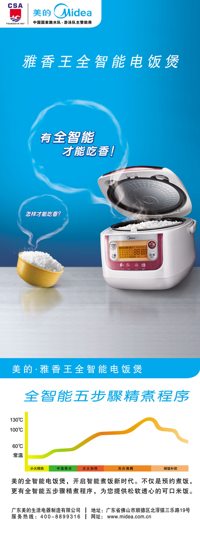 雅香智能美的电饭煲广告海报PSD素材