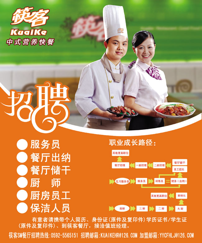 筷客餐厅招聘海报PSD素材 - 爱图网设计图片素材下载