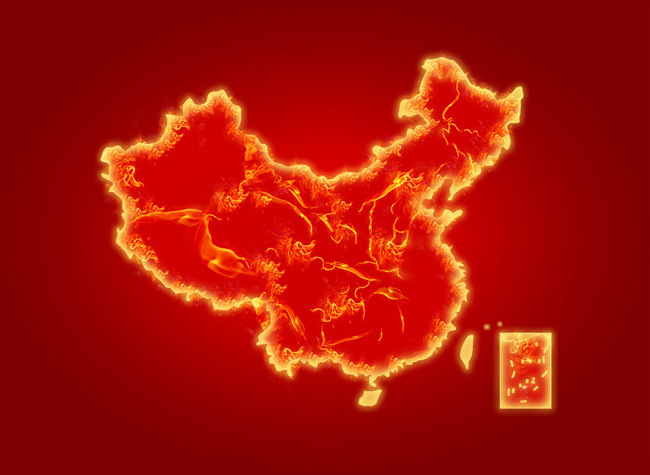 火焰特效中国地图PSD素材