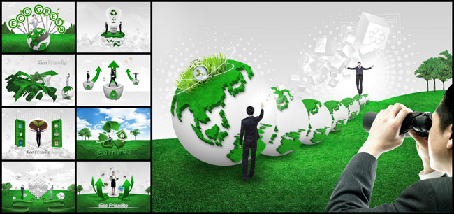 绿色环保能源PSD模板