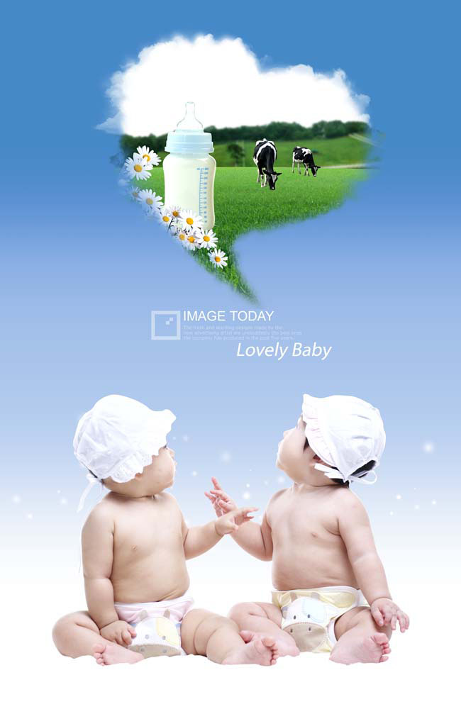 双胞胎宝宝展板广告PSD素材