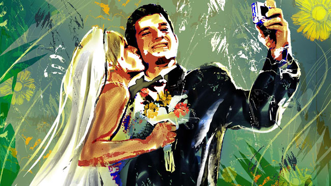 婚礼夫妻油画PSD素材