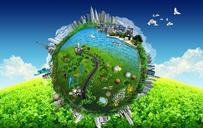 创意地球环保广告PSD素材